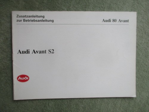 Audi avant zusatzanleitung - avant, s2